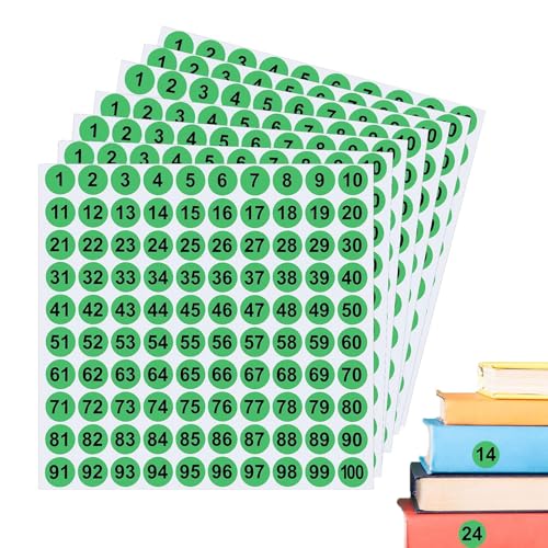 Nummerierte Aufkleber, 7 x Inventarnummern-Etiketten-Set, 2,5 cm, rund, selbstklebend, für den Innen- und Außenbereich, ideal für Schließfächer, Aufbewahrung, Werkzeugkasten, Organisation und Inventar von Bsbkoj