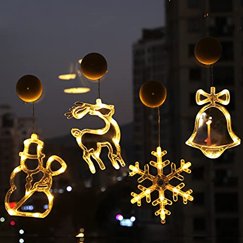 4 Stück Led Weihnachtsbeleuchtung Innenfenster Dekorationen, Wasserdicht Lichterketten Batteriebetriebene Mit Saugnäpfe, Vorhang Hängelicht Feenschnur Licht,für Zimmer, Partyinnen Fensterdeko (Typ B) von Bseical