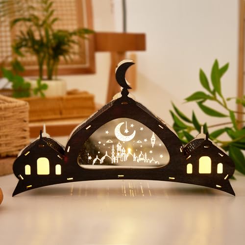Bseical Ramadan Deko Lampe, Ramadan Dekoration Laterne, Ramazan Dekor Led Nachtlicht, Eid Mubarak Tischdekoration, Ramadan Tischdeko Laterne Deko, Eid Mubarak Hauptdekor Diy Geschenk (Schwarz) von Bseical