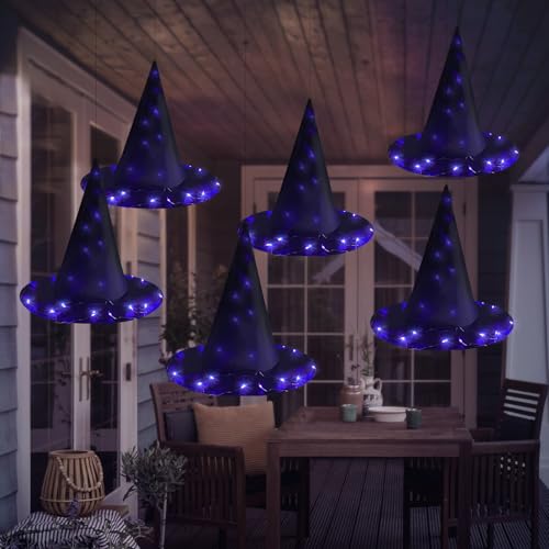 Hexenhut Beleuchtet, Halloween Deko Outdoor Und Innen, Halloween Zubehör Garten Decke Decorations Hexen Hut Zum Aufhängen Mit Led Lichterkette, Witch Hat Leuchtende für Party Cosplay Kostüm (Lila) Hexenhut Beleuchtet, Halloween Deko Outdoor Und Innen, Halloween Zubehör Garten Decke Decorations Hexen Hut Zum Aufhängen Mit Led Lichterkette, Witch Hat Leuchtende für Party Cosplay Kostüm (Lila) von Bseical