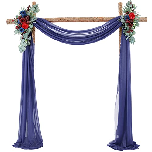 Querbehang 70 * 550cm, Hochzeitsbogen Vorhang Deko, Hochzeit Vorhang Chiffon Stoff, Vorhänge Hochzeit Bogen, Vorhang Organza Stoff Tüll Dekorationen Party Hintergrund Traubogen Dekostoff (Navy Blau) von Bseical