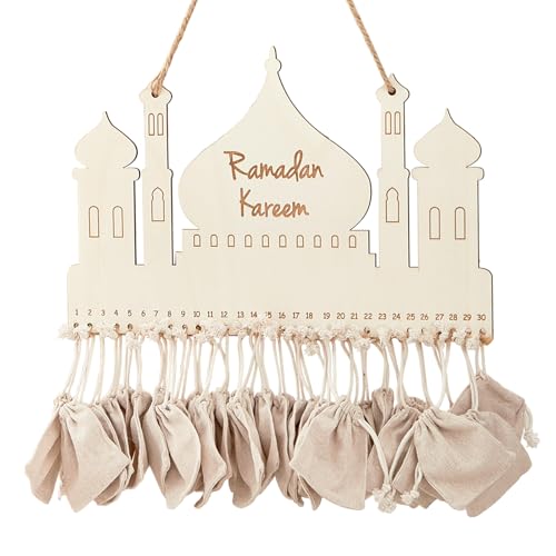 Ramadan Kalender mit 30 Stofftüte, Ramadankalender zum Befüllen, Ramadan Mubarak Dekoration, Ramadan Adventskalender Holz, Ramazan Deko Hängend, Eid Geschenke Kinder Wandkalender für Wand Tür Fenster Ramadan Kalender mit 30 Stofftüte, Ramadankalender zum Befüllen, Ramadan Mubarak Dekoration, Ramadan Adventskalender Holz, Ramazan Deko Hängend, Eid Geschenke Kinder Wandkalender für Wand Tür Fenster von Bseical