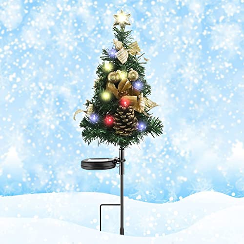 Solar Weihnachtsbeleuchtung Außen, Weihnachtsbaum Künstlich Aussen Mit Beleuchtung Klein, Weihnachtsdeko Solar Garten, Gartenleuchten Mit Solarpanel Mini Weihnachtsbaum Mit Licht Outdoor Led Bunt (H) von Bseical