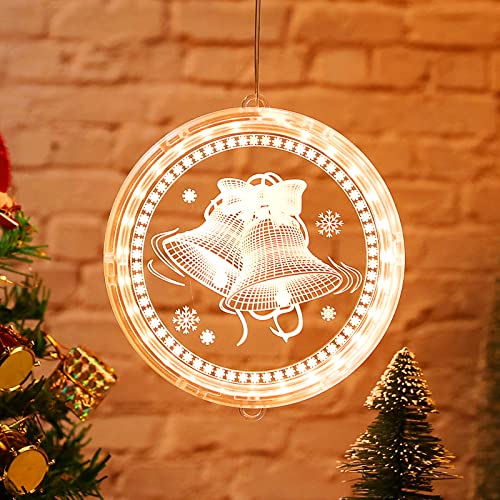 Bseical Fensterdeko Weihnachten Mit Saugnapf, Weihnachtsbeleuchtung Innen Fenster LED Warmweiß, Weihnachtsbaum Lichterkette Batterie Kabellos Weihnachtsdeko Weihnachtsbaumschmuck (Glocke) von Bseical