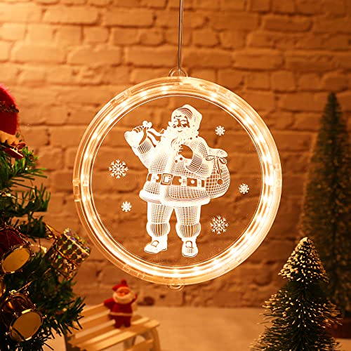Bseical Weihnachtsbeleuchtung Innen Fenster LED Warmweiß, Weihnachtsbaum Lichterkette Batterie Kabellos Weihnachtsdeko, Weihnachtsbaumschmuck Weihnachten Weihnachtsgeschenke (24cm, Weihnachtsmann) von Bseical