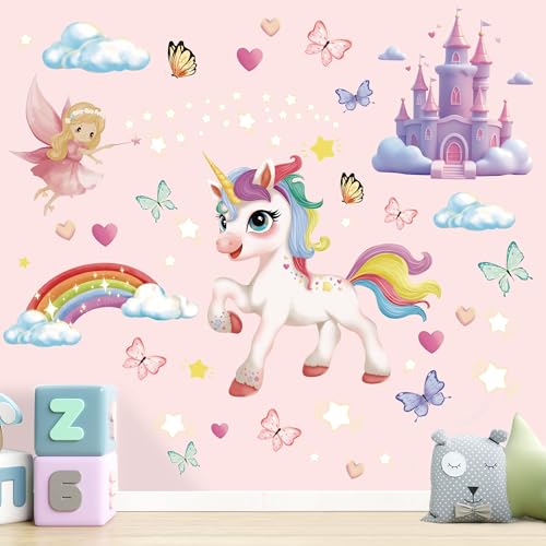 Wandtattoo Kinderzimmer Mädchen, Wandtattoo Einhorn Regenbogen Fee Schmetterling Liebe Wolken Sterne rosa Wandaufkleber Mädchen Kinder Baby Kindergarten Zimmer Dekoration Wandtattoo Kinderzimmer Mädchen, Wandtattoo Einhorn Regenbogen Fee Schmetterling Liebe Wolken Sterne rosa Wandaufkleber Mädchen Kinder Baby Kindergarten Zimmer Dekoration von Bsenhe