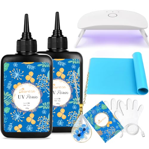 Bsrezn 200g UV Resin Set mit UV Lampe Schnellhärtender Starter Schmuck Making Kit für Handwerk Anfänger von Bsrezn