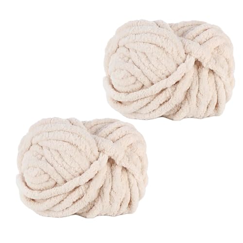2 Stück Dicke Wolle Garn 250g, Grobstrick Weiches Wollgarn, Bunt Chunky Wolle, Soft Arm Knitting Zum Häkeln Für Decke, Perfekt Zum Weben Von Haustier Nest, Decken, Zierkissen-Beige 2 Stück Dicke Wolle Garn 250g, Grobstrick Weiches Wollgarn, Bunt Chunky Wolle, Soft Arm Knitting Zum Häkeln Für Decke, Perfekt Zum Weben Von Haustier Nest, Decken, Zierkissen-Beige von Bssowe