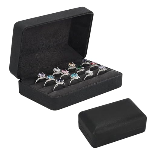 Bssowe Schwarze Ring Aufbewahrungsbox, Rechteckige Ring Aufbewahrungsbox, Reise Schmuck Fall, Kleine Schmuckschatulle, Pu Leder Samt Schmuck Geschenkbox für Damen, Herren, Mädchen, Ohrring Bssowe Schwarze Ring Aufbewahrungsbox, Rechteckige Ring Aufbewahrungsbox, Reise Schmuck Fall, Kleine Schmuckschatulle, Pu Leder Samt Schmuck Geschenkbox für Damen, Herren, Mädchen, Ohrring von Bssowe