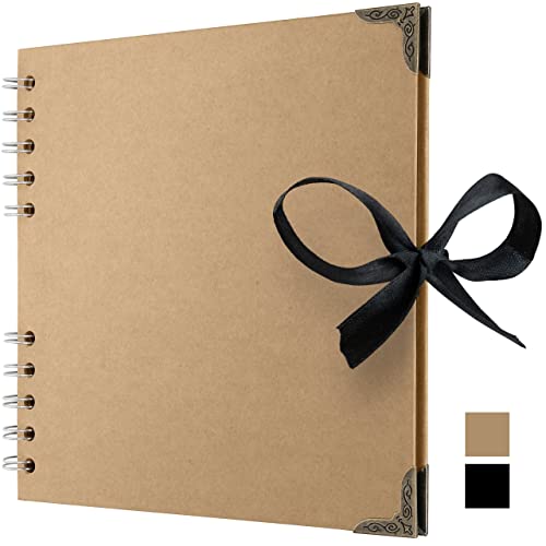 18 x 18 cm Sammelalbum mit 36 braunen Seiten Scrapbook-Album aus dickem Kraftpapier, lösungsmittelfreies Fotoalbum, Spiralalbum, gestalten Sie Ihr eigenes Fotobuch für Kunst- und Bastelprojekte von Bstorify