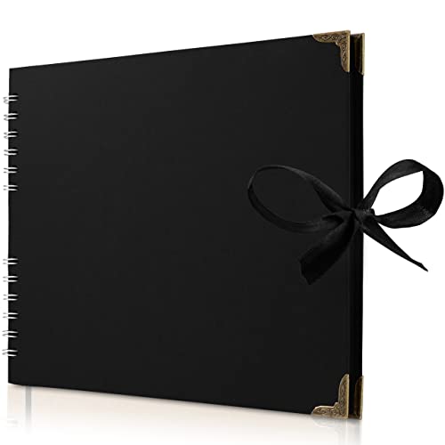 28 x 22 cm Sammelalbum mit 50 Schwarz Seiten Scrapbook-Album aus dickem Kraftpapier, lösungsmittelfreies Fotoalbum, Spiralalbum, gestalten Sie Ihr eigenes Fotobuch für Kunst- und Bastelprojekte von Bstorify