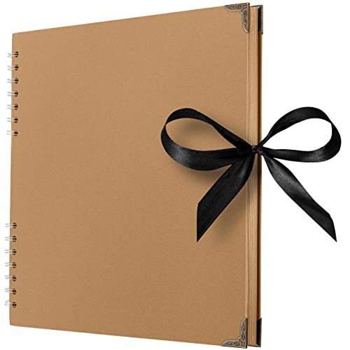 28 x 28 cm Sammelalbum mit 80 braunen Seiten Scrapbook-Album aus dickem Kraftpapier, lösungsmittelfreies Fotoalbum, Spiralalbum, gestalten Sie Ihr eigenes Fotobuch für Kunst- und Bastelprojekte von Bstorify