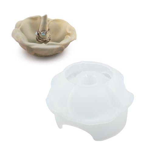 Btgghytr Silikonformen für Harz-Bastelarbeiten, Rosenblütenringe, Halter, Silikonform, elegante Epoxidharz-Schale, Bastelform, praktische Schmuckherstellung von Btgghytr