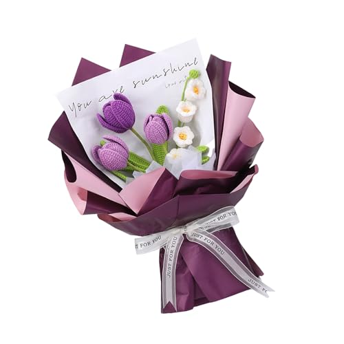 Häkelstrauß-Set für Anfänger mit Videoanleitung (evtl. nicht in deutscher Sprache), Häkelblumenstrauß, Zubehör mit Strickwerkzeug von Btgghytr