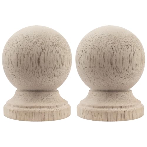 Endstücke aus Massivholz, unlackiert, 2 Stück, Newel Post Caps für Treppen, Bettpfosten und Fahnenmastaufsätze, große DIY Handwerk Holz dekorative Spitzen mit vorgebohrten Löchern (groß, Stil 4) von Btibpse