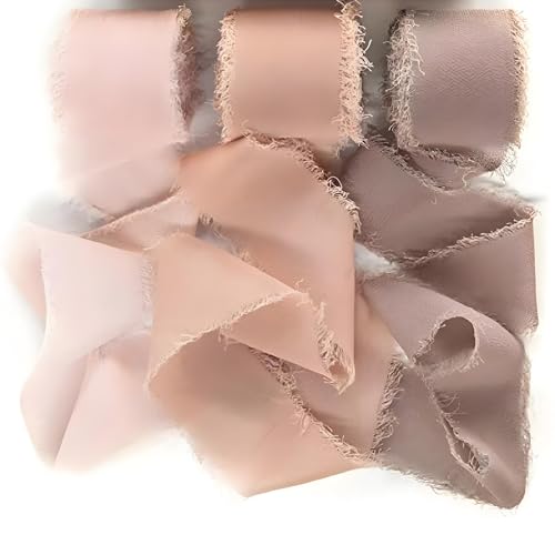 Buaak 3 Bände Chiffonband, Schleifenband Spitze, Schleifenband Schultüte, Dekoband, Geschenkband für Hochzeit, Hochzeitsstrauß und Geburtstag Geschenk, Tischdekoration (Bohnenpastenserie) von Buaak