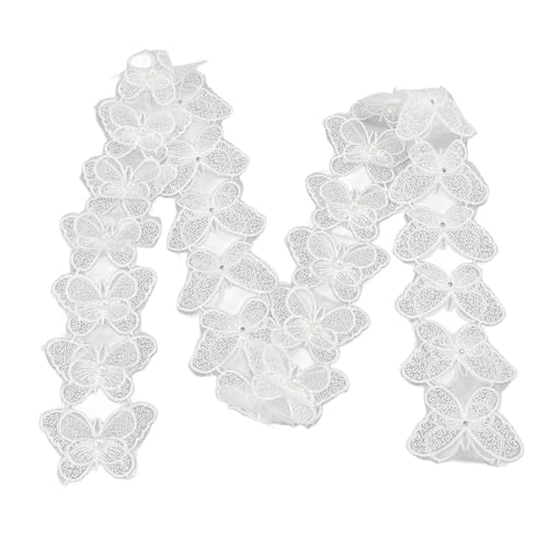 3 Brötchen Schmetterling Perlen Spitzenkantenverkleidung Ribbon Vintage Schmetterlinge Bänder weiße Perle Spitzenverkleidung Stickband für Basteln nähen Hochzeitskleid Kleidung von Buachois