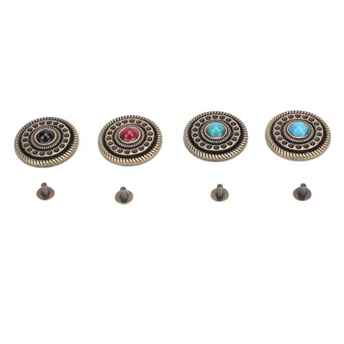 4 PCs Retro -Knöpfe, 30 mm runde Griffschraube Vintage Metalknopf Dekor handgefertigte Bastelknöpfe, Nähknöpfe für Bekleidungssäcke Kunsthandwerk von Buachois