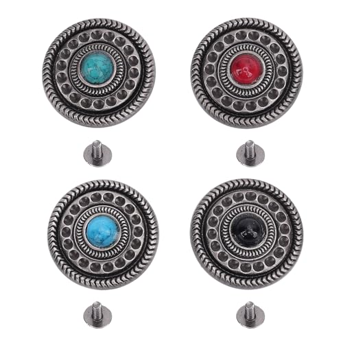 4 PCs Retro -Metallknopf, 30 mm Vintage Metalknopf Dekor handgefertigte Bastelknöpfe, runde Bastelknöpfe Nähknöpfe für Bekleidungssäcke Kunsthandwerk von Buachois