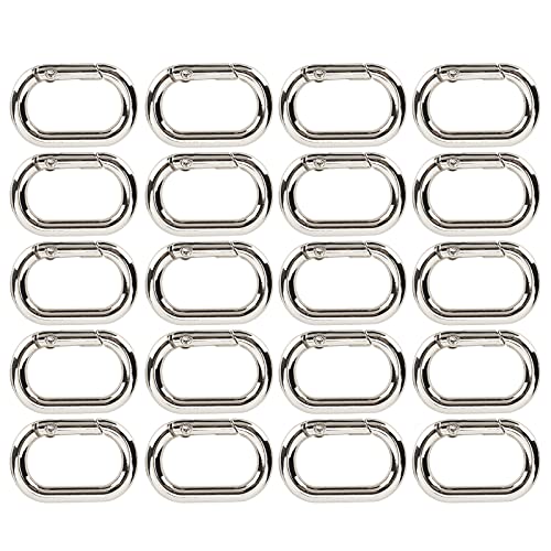 Buachois 20 Stück Karabinerhaken Ovale Karabiner Kletterschnalle, 20 x 31 mm Clip Schlüsselanhänger Verschluss Metall Schlüsselring Schnalle für Schlüsselanhänger, Kleidung, Taschen(Schwarz) von Buachois
