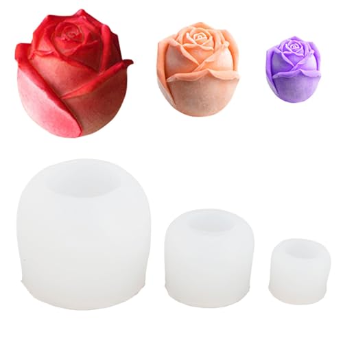 Buachois 3D -Blumen -Shaper, Rosenblumen -Shaper -Crafting -Werkzeuge, Silikonschokoladenschokoladen -Lehm -Shaper zur Handwerkskuchen -Dekoration, 3 verschiedene Größen von Buachois