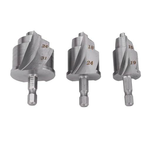Buachois 3pcs Rohrleitungsbohrbits mit 1/4 Zoll Hex Shank Water Rohr Puncher Loch Opener Expander Reamer Bit für PVC PPR Rohrreparatur 15-19 mm 18-24 mm 24-31mmmm von Buachois