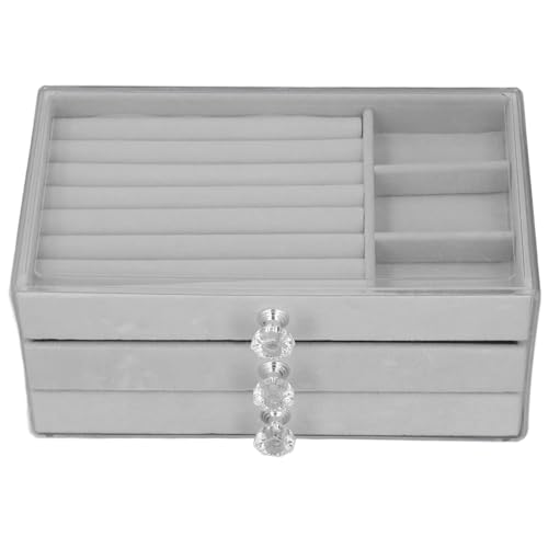 Buachois Acryl-Schmuck-Organizer, 3 Schubladen, Schmuckaufbewahrungshalter, Schmuckschatulle, Präsentationsständer Für Ohrringe, Lippenstift, Kosmetik(Grau) von Buachois
