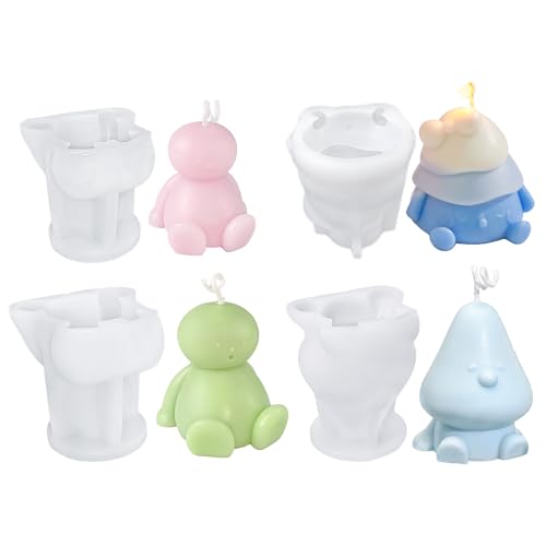 Buachois -Kerzenform -Sets, 4 Stcs Weihnachten Elf Silikonform, 3D -Silikon -Weihnachtskerze -Schimmelpilze für handgefertigte Seife, Aromatherapie Kerze, handgefertigte von Buachois