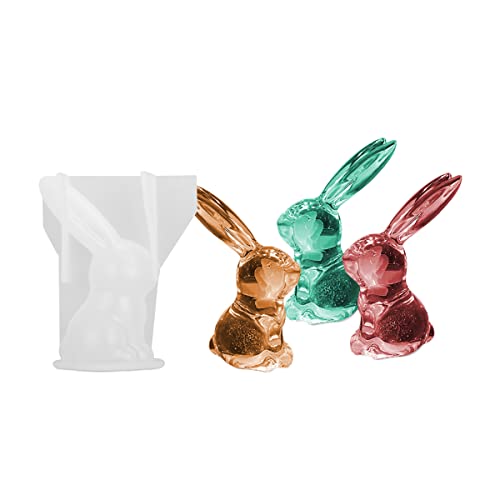 Kaninchen Silikon Form, 3D Kristallform Lange Ohren Osterhase Harz Gießformen Hase Seifenform Epoxidharz Formen für DIY Handwerk Seife Kerzen Torten Ornamente Deko von Buachois