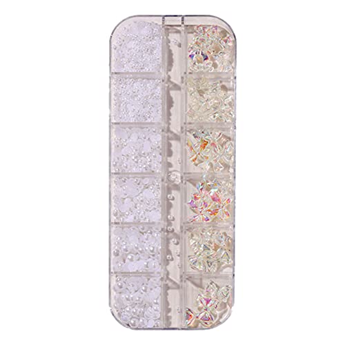 Nail Art Strasssteine, 1 Schachtel Nail Art Pearl, 12 Tabletts 6 Größen Edelsteine mit Flacher Rückseite, Weiße Nagelperlen, Nagel Steinchen Charms Tragbare DIY Nagel Deko für Kleidung, Gesicht Nail Art Strasssteine, 1 Schachtel Nail Art Pearl, 12 Tabletts 6 Größen Edelsteine mit Flacher Rückseite, Weiße Nagelperlen, Nagel Steinchen Charms Tragbare DIY Nagel Deko für Kleidung, Gesicht von Buachois