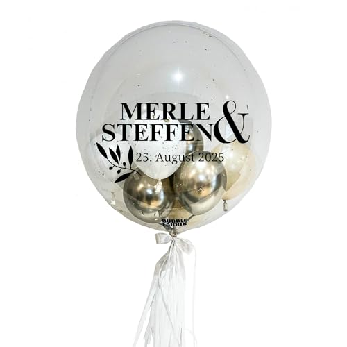 Botanical Wedding - Bubble Fabrik - Personalisiertes Ballongeschenk: Durchsichtiger Heliumballon mit Bunten Ballons, Geschenk zur Hochzeit, Hochzeitsmitbringsel Botanical Wedding - Bubble Fabrik - Personalisiertes Ballongeschenk: Durchsichtiger Heliumballon mit Bunten Ballons, Geschenk zur Hochzeit, Hochzeitsmitbringsel von Bubble Fabrik