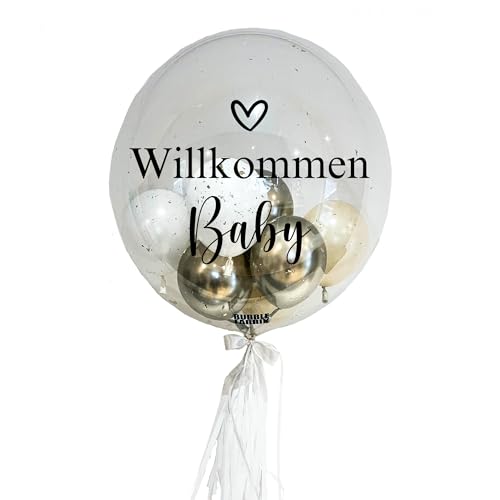 Willkommen Baby - Bubble Fabrik - Personalisiertes Ballongeschenk: Durchsichtiger Heliumballon mit Bunten Ballons, Geschenk zu Geburt, Geschenkidee Willkommen Baby - Bubble Fabrik - Personalisiertes Ballongeschenk: Durchsichtiger Heliumballon mit Bunten Ballons, Geschenk zu Geburt, Geschenkidee von Bubble Fabrik