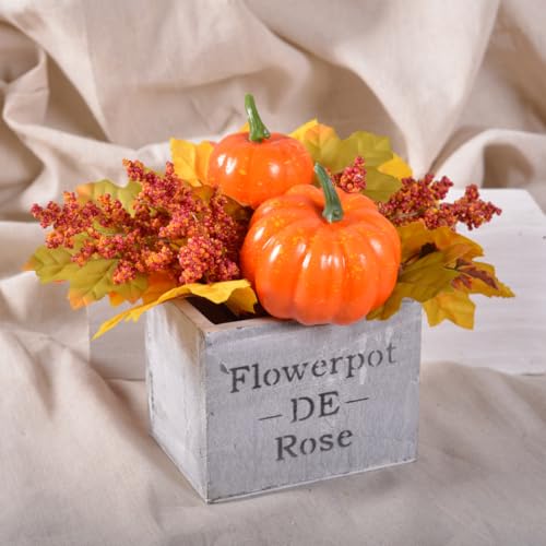 Herbst-Mittelstücke für Tische, künstliche dekorative Kürbisse mit Ahornblättern und Beeren in Holzbox, Herbst-Kürbis-Dekor für Ernte-Party, Erntedankfest, Halloween, Herbst, Tischdekoration (Orange) Herbst-Mittelstücke für Tische, künstliche dekorative Kürbisse mit Ahornblättern und Beeren in Holzbox, Herbst-Kürbis-Dekor für Ernte-Party, Erntedankfest, Halloween, Herbst, Tischdekoration (Orange) von Bubbleimage