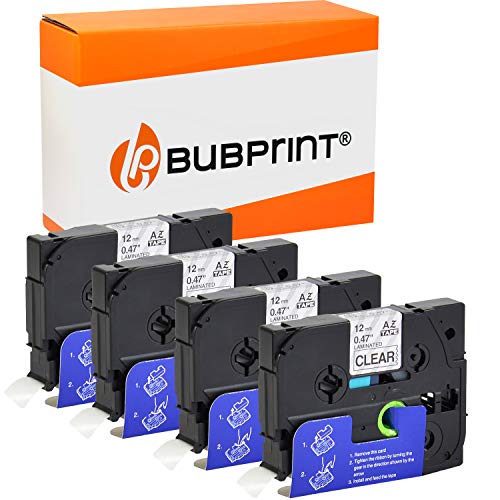 Bubprint 4 Schriftbänder kompatibel als Ersatz für Brother TZE-131 TZE 131 für P-Touch 1280 2430PC 2730VP 3600 9500PC 9700PC D400VP D600VP H100LB H105 P700 P750W Schwarz auf Transparent von Bubprint