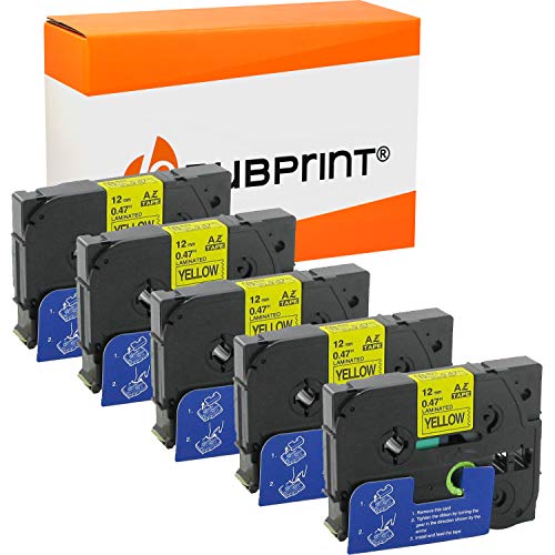 Bubprint 5 Schriftbänder kompatibel als Ersatz für Brother TZE-631 TZE 631 für P-Touch 1280 2430PC 2730VP 3600 9500PC 9700PC D400VP D600VP H100LB H105 P700 P750W Schwarz auf Gelb von Bubprint