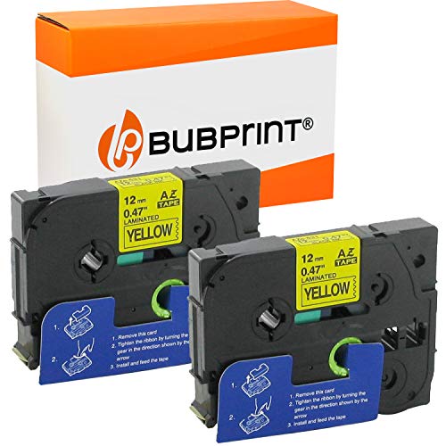Bubprint 2 Schriftbänder kompatibel als Ersatz für Brother TZE-631 TZE 631 für P-Touch 1280 2430PC 2730VP 3600 9500PC 9700PC D400VP D600VP H100LB H105 P700 P750W Schwarz auf Gelb von Bubprint
