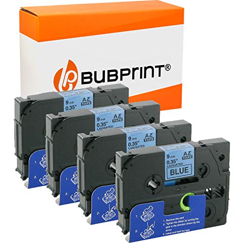 Bubprint 4 Schriftbänder kompatibel als Ersatz für Brother TZE-521 TZE521 für P-Touch 1280 2430PC 2730VP 3600 9500PC 9700PC D400VP D600VP H100LB H105 P700 P750W Schwarz auf Blau von Bubprint