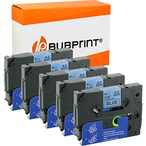 Bubprint 5 Schriftbänder kompatibel als Ersatz für Brother TZE-521 TZE521 für P-Touch 1280 2430PC 2730VP 3600 9500PC 9700PC D400VP D600VP H100LB H105 P700 P750W Schwarz auf Blau von Bubprint