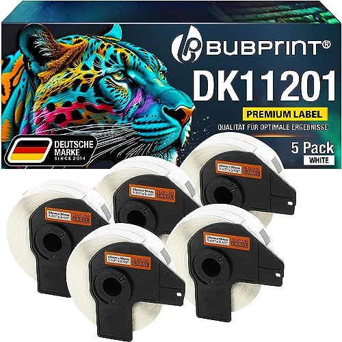 Bubprint 5 Etiketten kompatibel als Ersatz für Brother DK-11201 DK 11201 für P-Touch QL1050 QL1060N QL500BW QL550 QL560 QL570 QL580N QL700 QL710W QL720NW QL810W von Bubprint