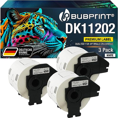 Bubprint 3 Etiketten kompatibel als Ersatz für Brother DK 11202 DK-11202 für P-Touch QL1050 QL1060N QL500 QL550 QL560 QL570 QL580N QL700 QL710W QL720NW QL810W von Bubprint