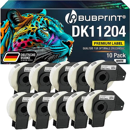 Bubprint 10 Etiketten kompatibel als Ersatz für Brother DK-11204 DK 11204 für P-Touch QL1050 QL1060N QL500 QL550 QL560 QL570 QL580N QL700 QL710W QL720NW 17x54mm von Bubprint
