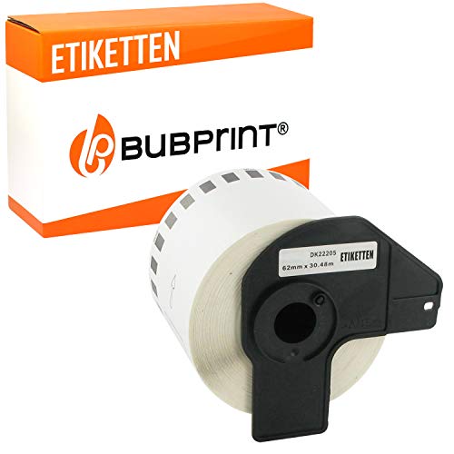 Bubprint Etiketten kompatibel als Ersatz für Brother DK-22205 für P-Touch QL500 QL500BW QL550 QL560 QL570 QL700 QL710 QL710W QL720NW QL800 QL810W QL820 QL820NWB QL820NW QL1060N QL1100 von Bubprint