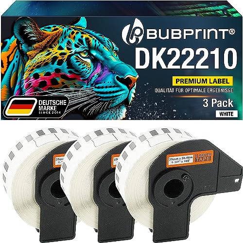 Bubprint 3 Etiketten kompatibel als Ersatz für Brother DK-22210 DK 22210 für P-Touch QL1050 QL1060N QL500BW QL550 QL560 QL570 QL580N QL700 QL710W QL720NW QL810W von Bubprint