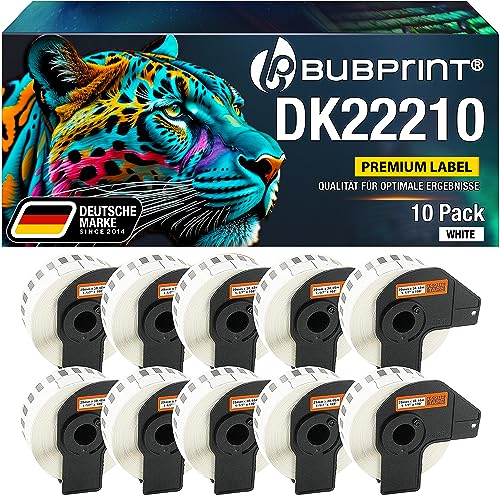 Bubprint 5 Etiketten kompatibel als Ersatz für Brother DK-22210 DK 22210 für P-Touch QL1050 QL1060N QL500BW QL550 QL560 QL570 QL580N QL700 QL710W QL720NW QL810W von Bubprint
