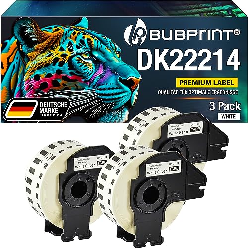 Bubprint 3 Etiketten kompatibel als Ersatz für Brother DK-22214 für P-Touch QL1050 QL1060N QL500 QL500BW QL550 QL560 QL570 QL580N QL700 QL710W QL720NW QL810W von Bubprint