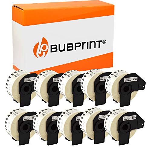Bubprint 10 Etiketten kompatibel als Ersatz für Brother DK-22225 für P-Touch QL1050 QL1060N QL500BW QL550 QL560 QL570 QL580N QL700 QL710W QL720NW QL800 QL810W von Bubprint