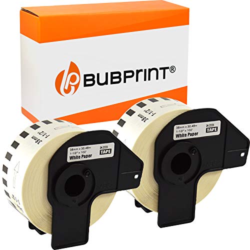 Bubprint 2 Etiketten kompatibel als Ersatz für Brother DK-22225 für P-Touch QL1050 QL1060N QL500BW QL550 QL560 QL570 QL580N QL700 QL710W QL720NW QL800 QL810W von Bubprint