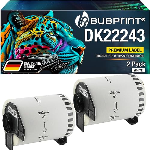 Bubprint 2 Etiketten kompatibel als Ersatz für Brother DK-22243 DK22243 für QL1050 QL1050N QL1060N QL 1060N QL1100 Series 102MM X 30,48M Weiß von Bubprint