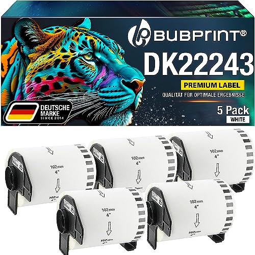 Bubprint 5 Etiketten kompatibel als Ersatz für Brother DK-22243 DK22243 für QL1050 QL1050N QL1060N QL 1060N QL1100 Series 102MM X 30,48M Weiß von Bubprint