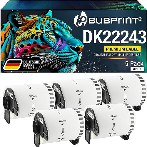 Bubprint 5 Etiketten kompatibel als Ersatz für Brother DK-22243 DK22243 für QL1050 QL1050N QL1060N QL 1060N QL1100 Series 102MM X 30,48M Weiß Bubprint 5 Etiketten kompatibel als Ersatz für Brother DK-22243 DK22243 für QL1050 QL1050N QL1060N QL 1060N QL1100 Series 102MM X 30,48M Weiß von Bubprint